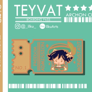 Genshin Archon Rose Gold Venti Ticket Emaille Pin
