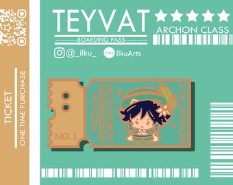Genshin Archon Rose Gold Venti Ticket Emaille Pin