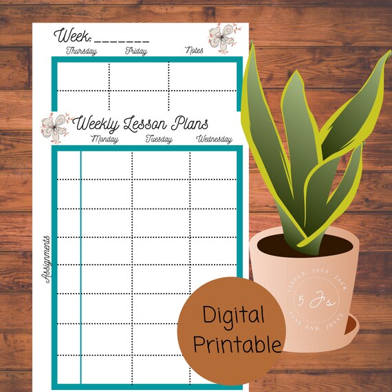 Weekly Lesson Plans Homeschool lesson plans teacher lesson | Etsy