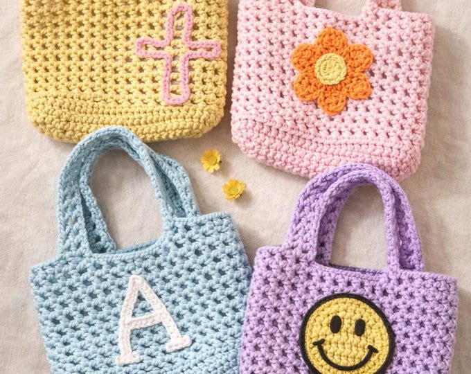Featured listing image: Personalized Crochet Mini Tote Bag – Custom Name or Design