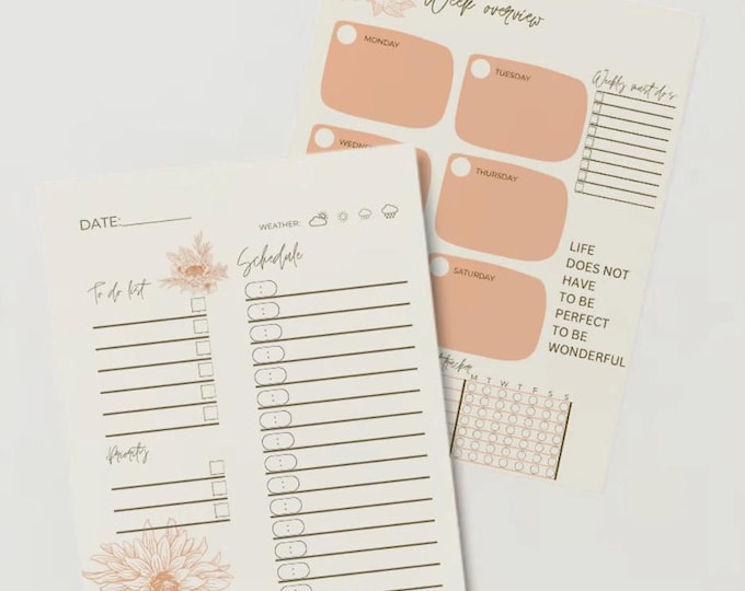 Featured listing image: Minimal Daily Planner Printable | ADHD Friendly To-Do List | Daily Schedule PDF | Instant Download