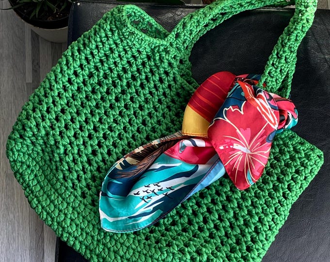 Featured listing image: Handmade Crochet Tote Bag – Everyday Market Shoulder Bag