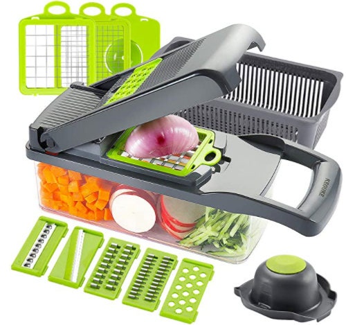 Fullstar Vegetable Chopper - Veggie Chopper - Onion Chopper with Container  - Pro Food Chopper - Slicer Dicer Cutter - (11 in 1, Black)