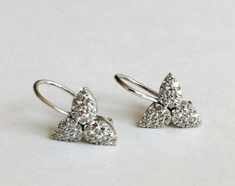 Unique Pear Shape Pave Diamond Earring, Moissanite Lever Back Leaf Inspire Earrings, Engagement Earring, Beautiful Earrings, Women's Jewelry