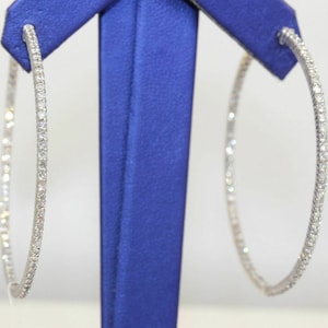 Floating Inside Out Hoop Earring, Women&#39;s Fancy Hoops, Wedding Bridal Earring, Diamond Moissanite Hoops, Party Wear Earrings, Birthday GIft