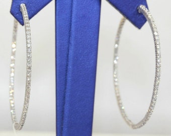 Floating Inside Out Hoop Earring, Women&#39;s Fancy Hoops, Wedding Bridal Earring, Diamond Moissanite Hoops, Party Wear Earrings, Birthday GIft