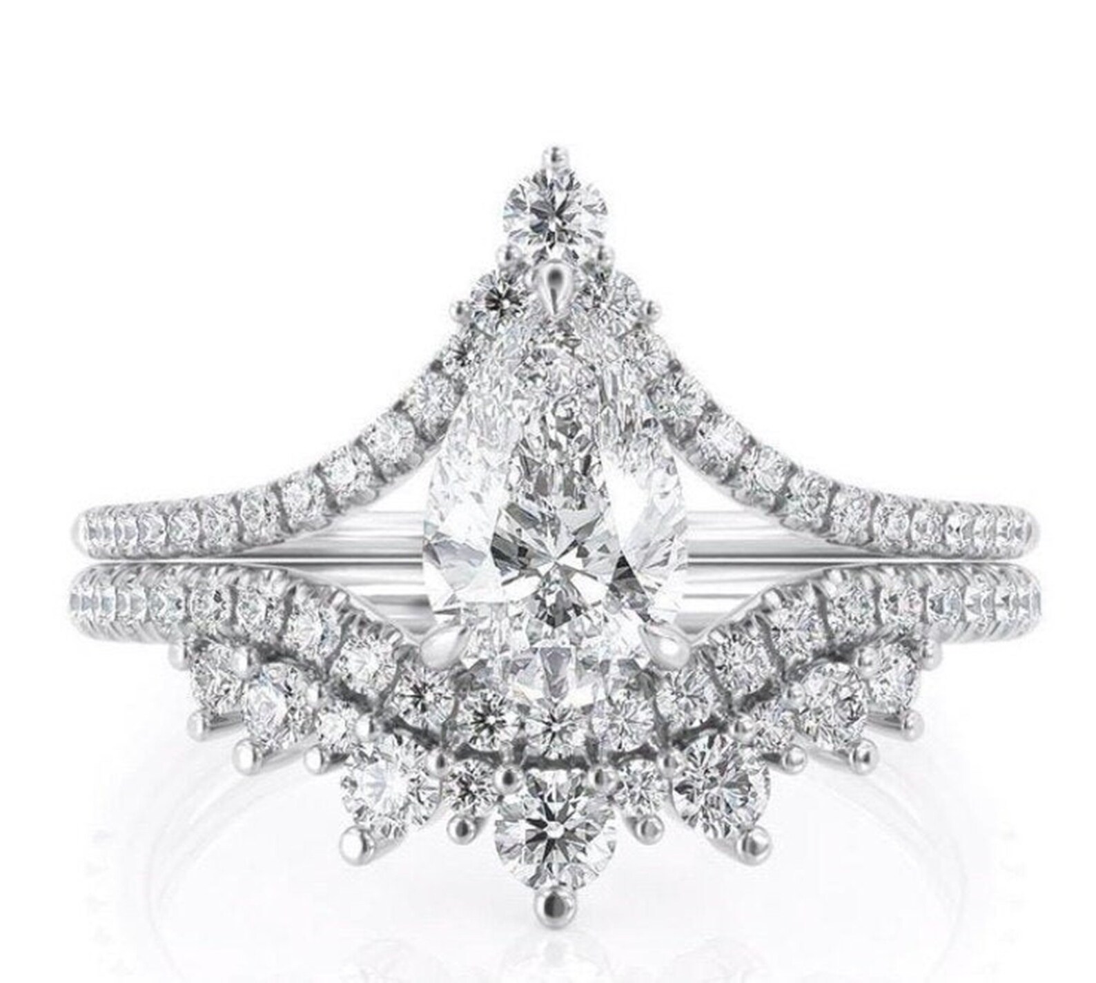 Beautiful 96mm Teardrop Diamond Set Designer Diamond Etsy