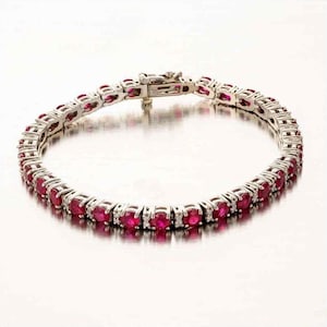 Pink & White Round CZ Stone Wedding Bridal Bracelet, Tennis Engagement Bracelet, Party Wear Bracelet, Gemstone Bracelet, Anniversary Gift
