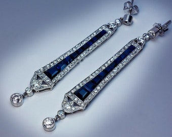 Old European & Fancy Cut CZ Stone Drop Dangle Earrings, Party Wear Earrings, Engagement Wedding Gift Earrings, Push Back Dangle Earrings