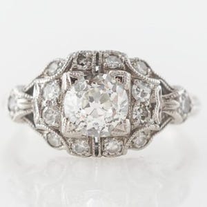 Old European Cut Moissanite Diamond Art Deco Ring, Vintage Style Ring For Women, Milgrain Ring, Engagement & Wedding Ring, Edwardian Ring