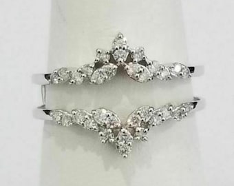 Round Moissanite Diamond Enhancer Guard Band, Open Jacket Band Ring,Wrap Band For Wedding, 925 Silver Engagement Band, Matching Band For Her