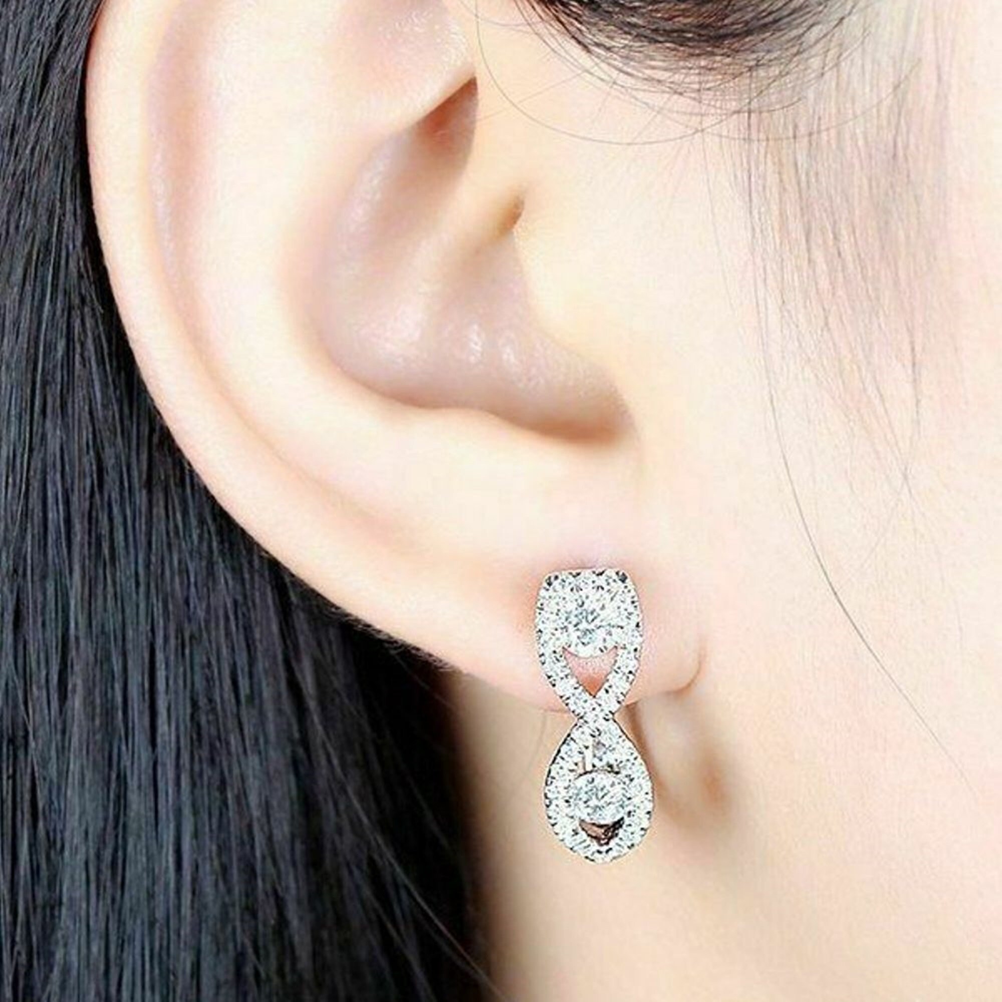 Infinity Design English Lock Earrings Moissanite Diamond Etsy