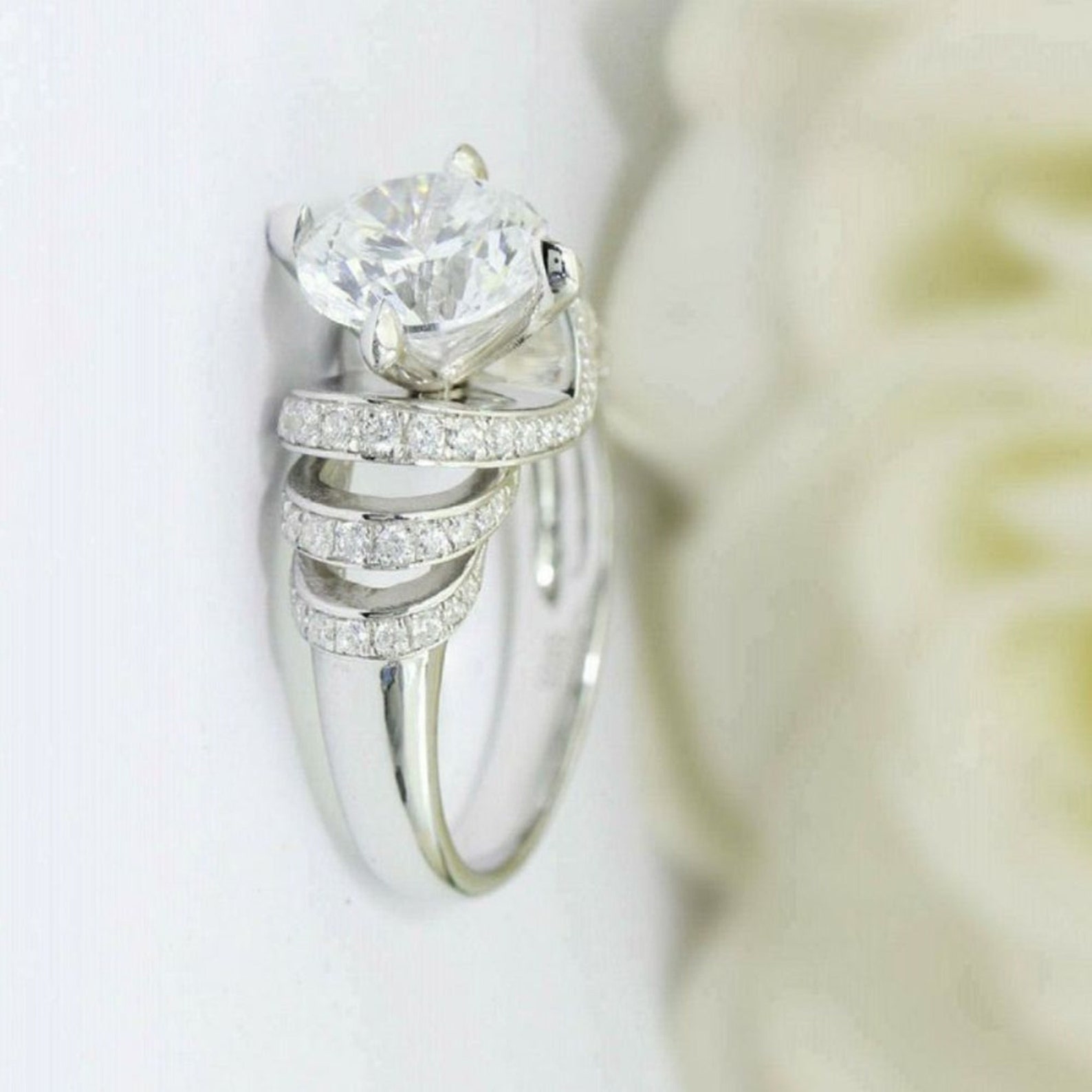 Round Cut Diamond Ring Valentine Gift For Wife Engagement Etsy