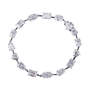 Multi Shape CZ Stone Tennis Bracelet, 925 Silver Women&#39;s Bracelet, Engagement Bracelet, Wedding Bridal Bracelet, Anniversary Gift For Wife
