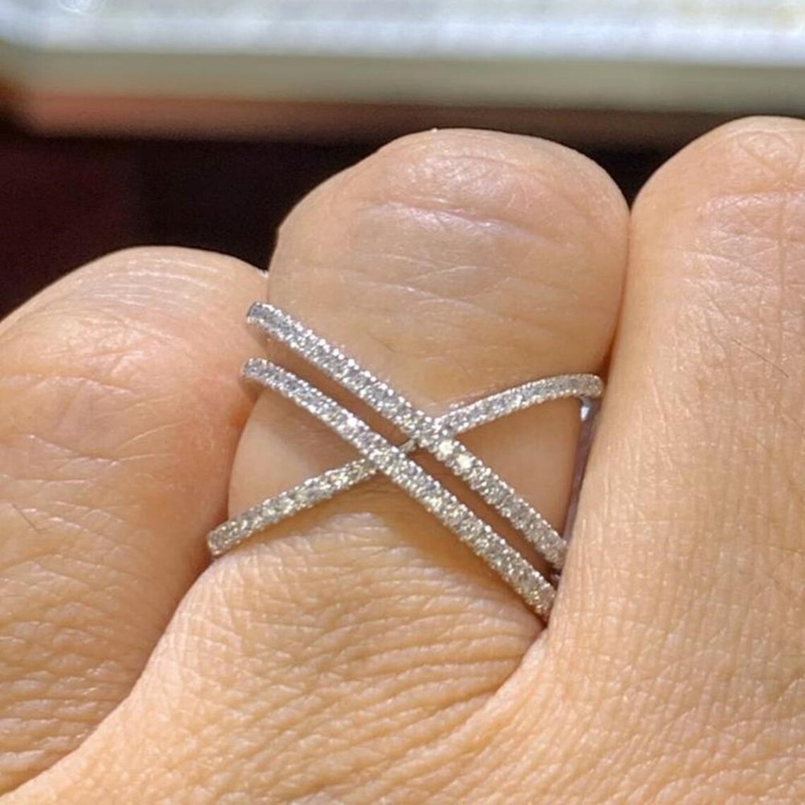 Beautiful CrissCross Diamond Ring Moissanite Wedding Ring X Etsy