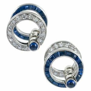 Sapphire Cufflinks For Men-Women, 925 Silver Engagement Cufflinks, Multi Shape CZ Stone Shirt Cufflinks, Wedding Suits Cufflinks For Him-Her