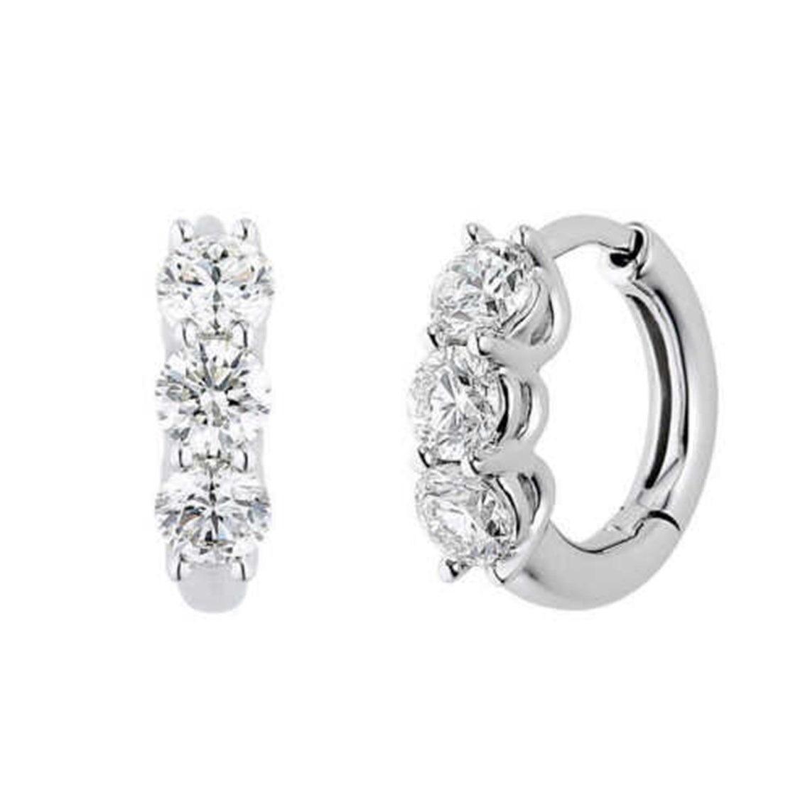 Women's Three Stone Huggies Earrings Minimalist Earrings Etsy UK