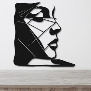 Abstract Female Face Metal Wall Art, Black Silhouette, Minimalist Home Décor Many Sizes and Colors + Chrome Wall Art, Laser Cut Steel
