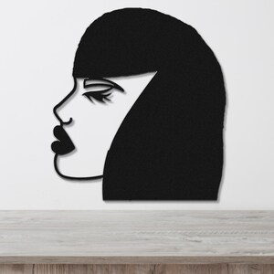 Abstract Female Face Metal Wall Art, Black Silhouette, Minimalist Home Décor Many Sizes and Colors + Chrome Wall Art, Laser Cut Steel