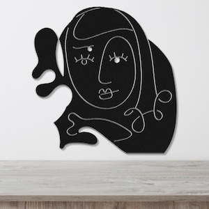 Abstract Female Face Metal Wall Art, Black Silhouette, Minimalist Home Décor Many Sizes and Colors + Chrome Wall Art, Laser Cut Steel