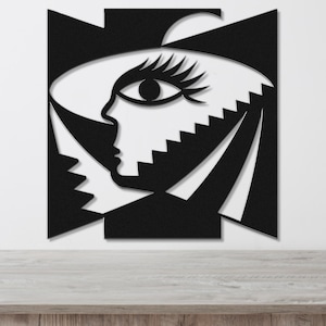 Abstract Female Face Metal Wall Art, Black Silhouette, Minimalist Home Décor Many Sizes and Colors + Chrome Wall Art, Laser Cut Steel