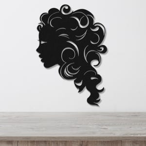 Abstract Female Face Metal Wall Art, Black Silhouette, Minimalist Home Décor Many Sizes and Colors + Chrome Wall Art, Laser Cut Steel