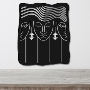 Abstract Female Face Metal Wall Art, Black Silhouette, Minimalist Home Décor Many Sizes and Colors + Chrome Wall Art, Laser Cut Steel