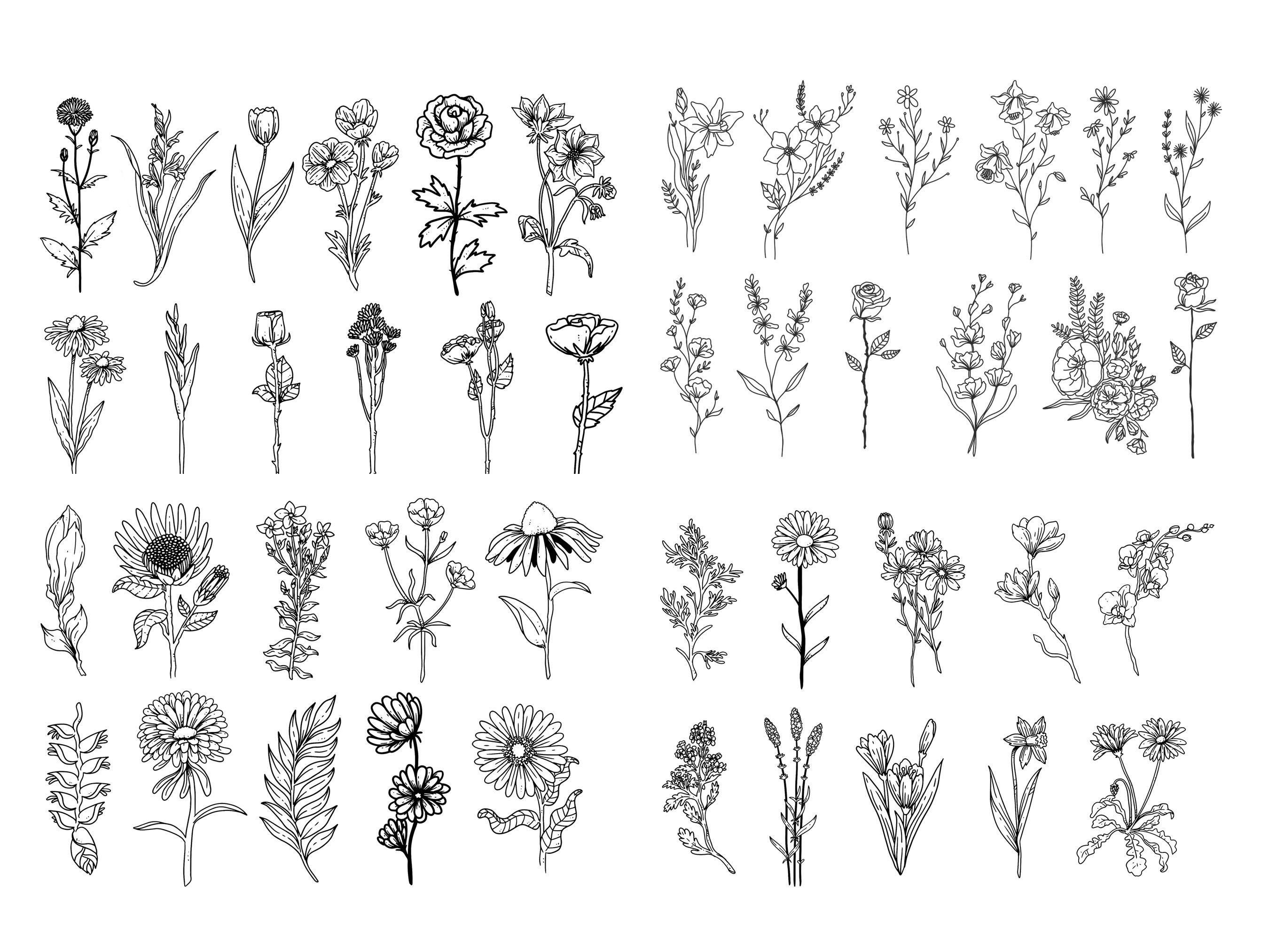 12 Sheets of Mini Flower Tattoos, Fine Line Tattoo, Cute Tattoo ...