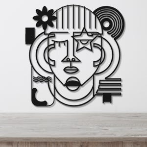 Abstract Female Face Metal Wall Art, Black Silhouette, Minimalist Home Décor Many Sizes and Colors + Chrome Wall Art, Laser Cut Steel