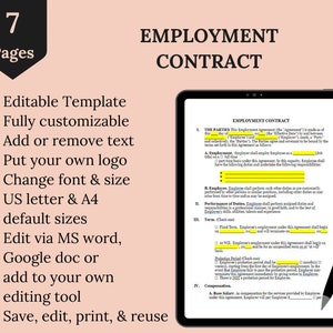 Editable Employment Contract Template