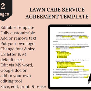 Editable Lawn Care Service Agreement Contract Template