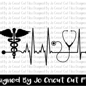 Stethoscope Heartbeat with RX SVG, PNG / Cricut Compatible
