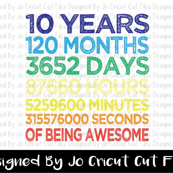 10 Years SVG, PNG / Cricut Compatible