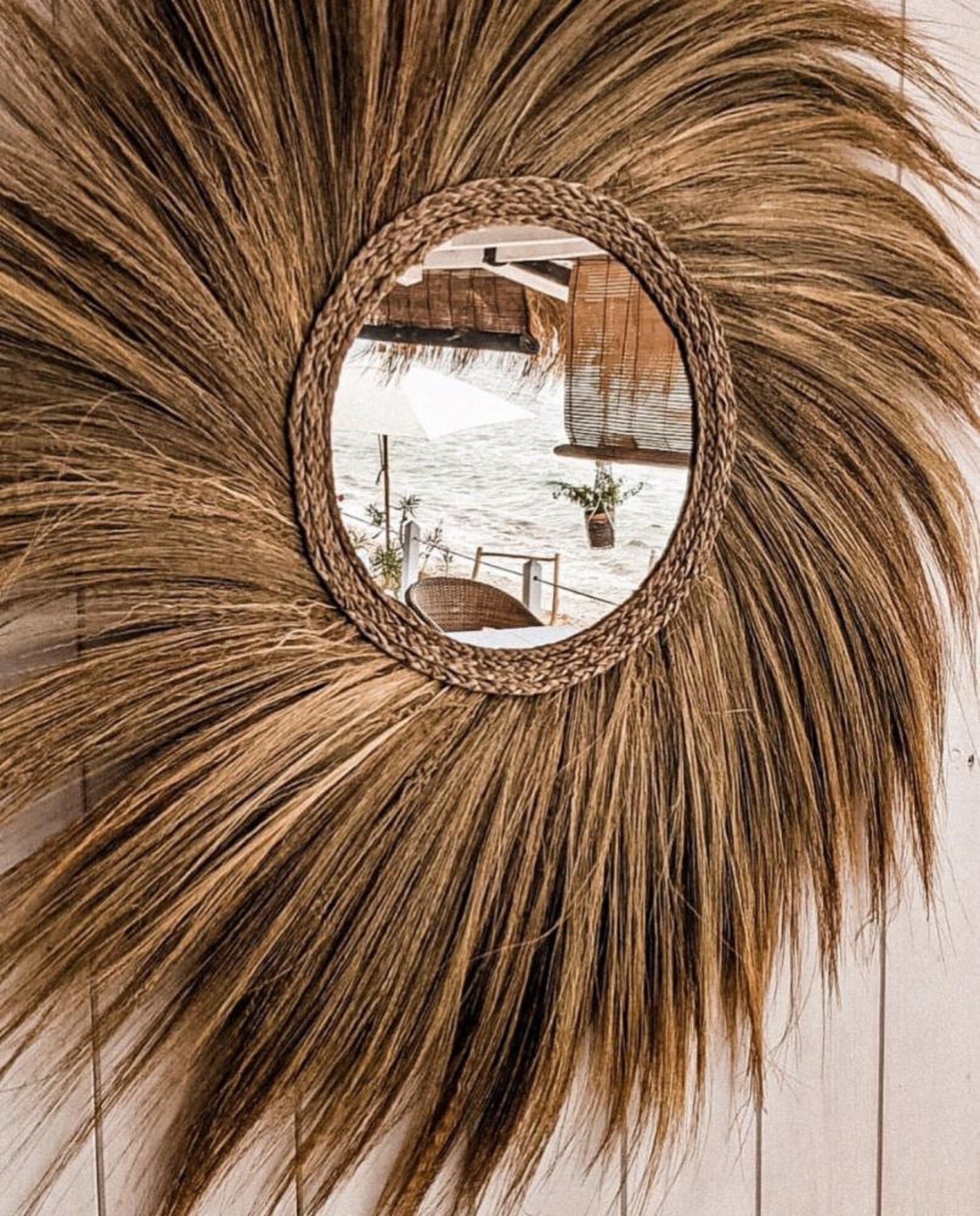 The round Seagrass mirror L Etsy
