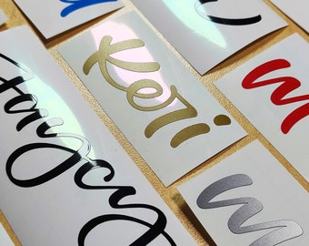 Handwritten Vinyl Lettering, Calligraphy Stickers, Personalized Decals, Name Tags, Glass Names, Gift Box Decor, Custom Text Labels