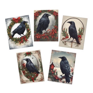 Snow Crows - Gothic Holiday cards - Multi-Design Greeting Cards (5-Pack)