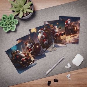 Papai Noel Steampunk - Cartões de Natal Góticos - Cartões comemorativos com vários designs (pacote com 5)