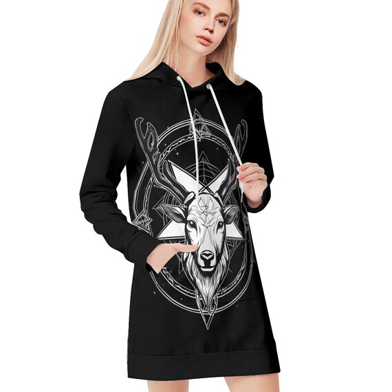 Rudolphomet - Polyester Gothic Christmas Pentacle Hoodie Dress