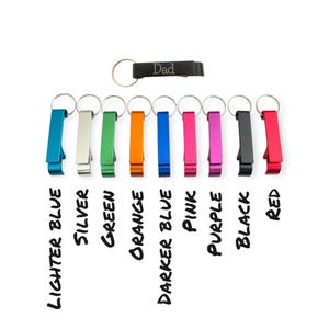 Personalised Bottle Opener Keyring, choice of colours, keychain, custom gift, birthday present, valentine gift, mothers day, Father’s Day