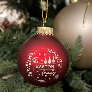 Custom Bauble-  Personalised Glass Christmas Decoration. Choice of Blue or Red bauble.