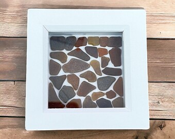 Brown Sea Glass Picture • Sea Glass Art • Handmade • Seaglass from Pentewan in Cornwall