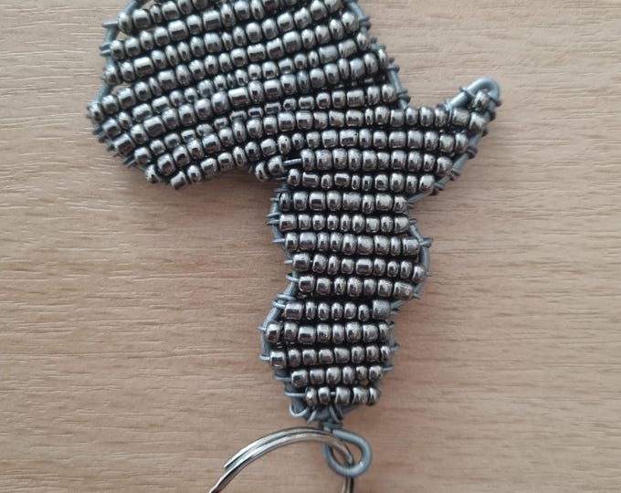 Beaded Map of Africa Keyring: Handmade Wire Art Keychain