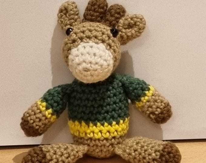 Crocheted Springbok/Spring buck in Green Sweater: Handmade South African Art