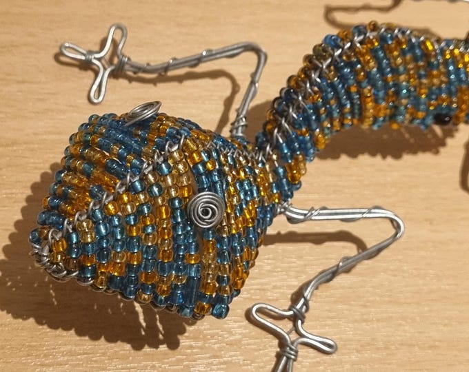Colorful Glass Bead Gecko Lizard Sculpture - Quirky Wall Hanging Decor Piece from South Africa