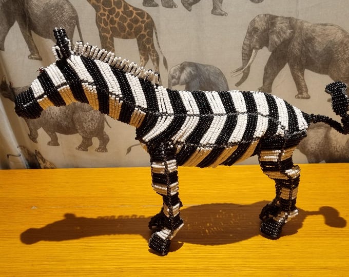 Various sizes - Zebra Sculpture: African Wire Art, Handmade in South Africa - Beaded