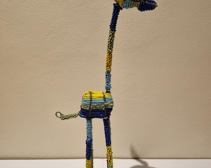Handmade Beaded Giraffe Figurine: African Wire & Glass Bead Sculpture