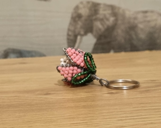 Unique Beaded Protea Keyring - Handmade in South Africa