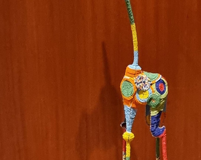 Extra Large Beaded Giraffe Sculpture: Handmade African Wire Art, Rare Home Decor (103.5cm)