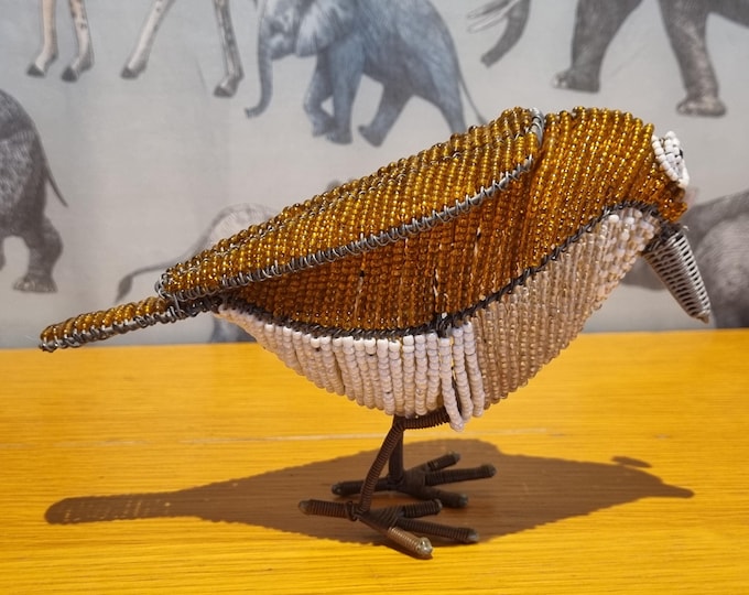 Handmade Beaded Robin Sculpture: Ethical British Bird Ornament