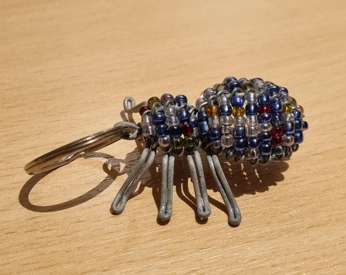 Handmade Beaded Spider Keyring – Black Wire Art Keychain – African Insect Gift, Ethical Wildlife Souvenir